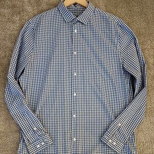 Men’s H&M Slim Fit Button-Down Shirt – Blue Gingham Check (Size L)